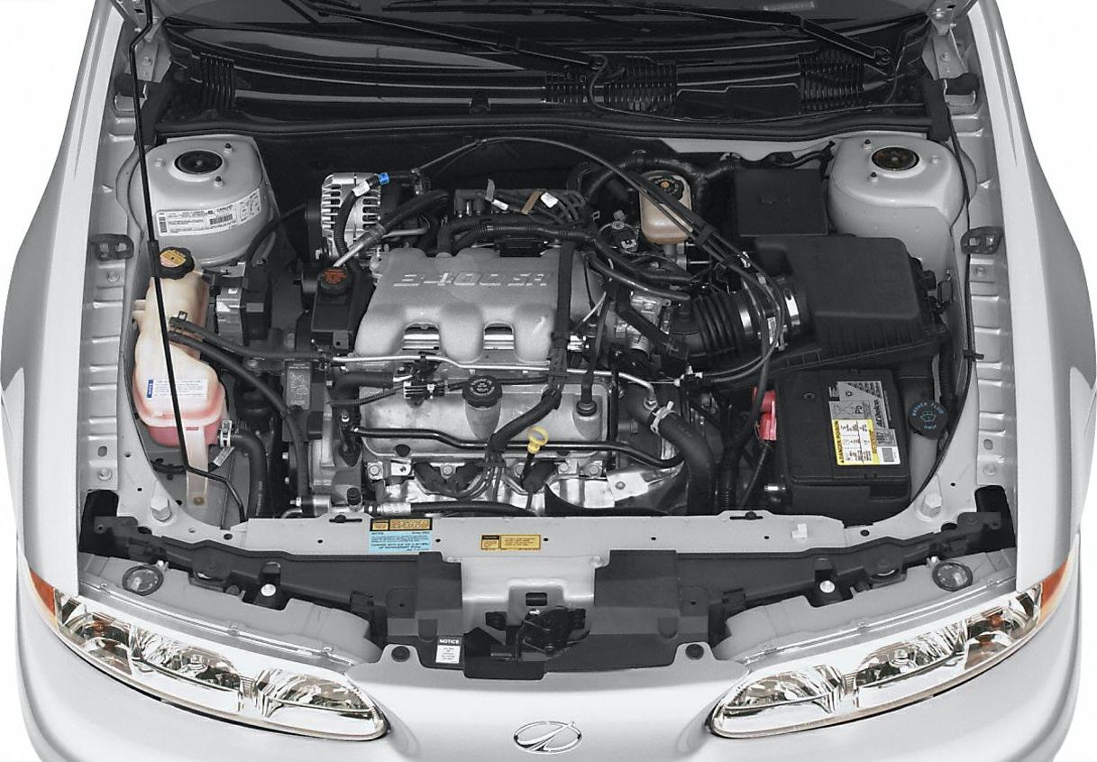Engine bay with 3.4L V6 engine and components