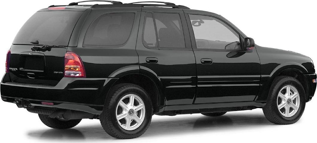 Rear right side view of a black SUV with alloy wheels and roof rack
