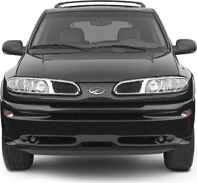 Front view with grille, dual headlights, and hood details