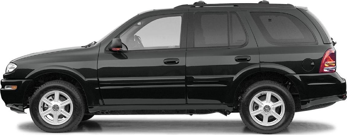 Side profile of a black mid-size SUV with distinctive rims.