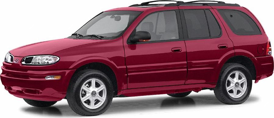 Side profile of a 2002 SUV with roof rails and alloy wheels