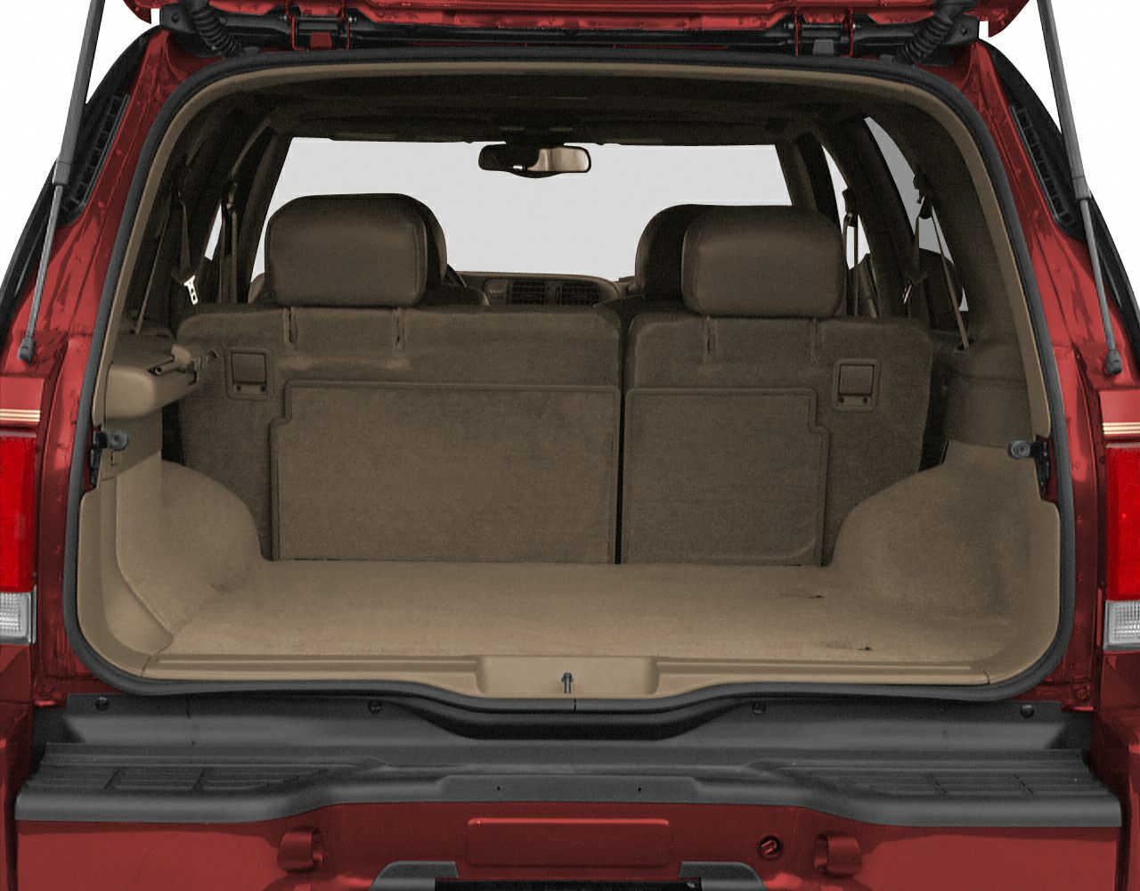 Spacious rear cargo area with foldable seats in SUV