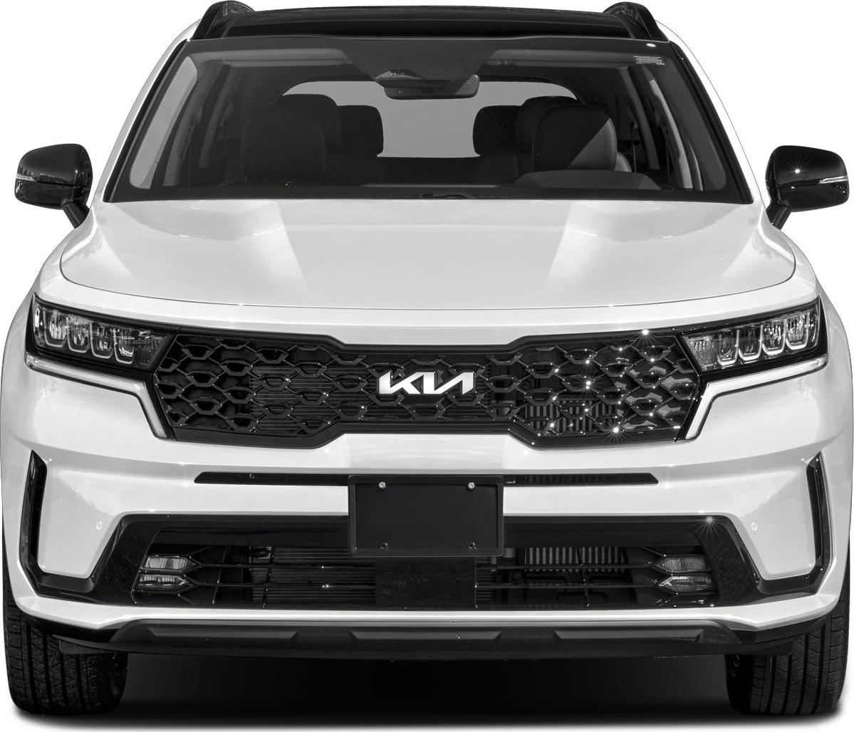 Front view of vehicle with LED headlights and honeycomb grille