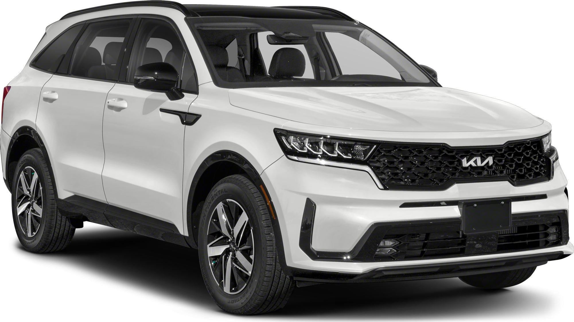 Front side view of a white modern SUV with LED headlights and black grille