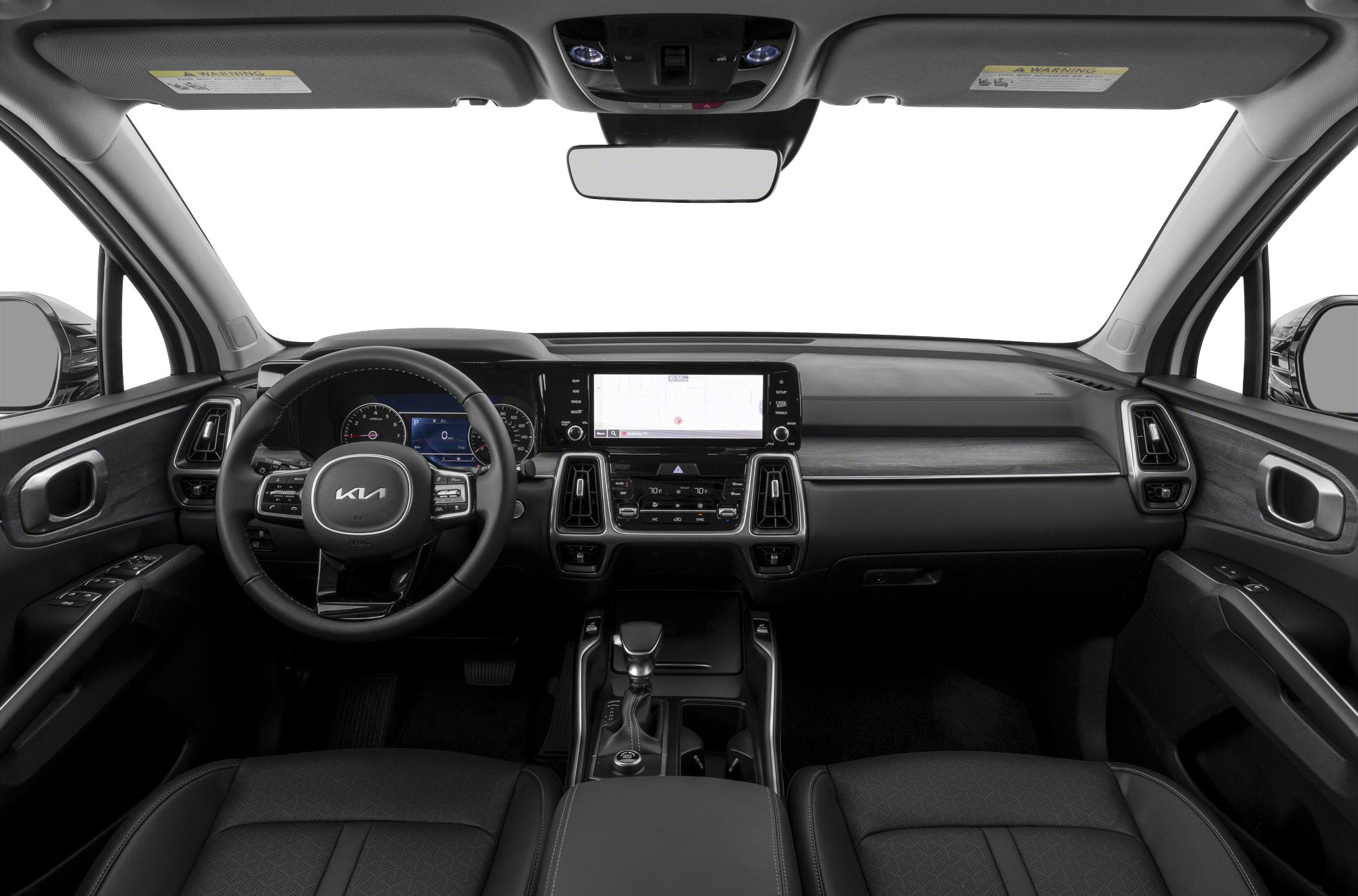Digital dashboard and touchscreen infotainment system inside car interior