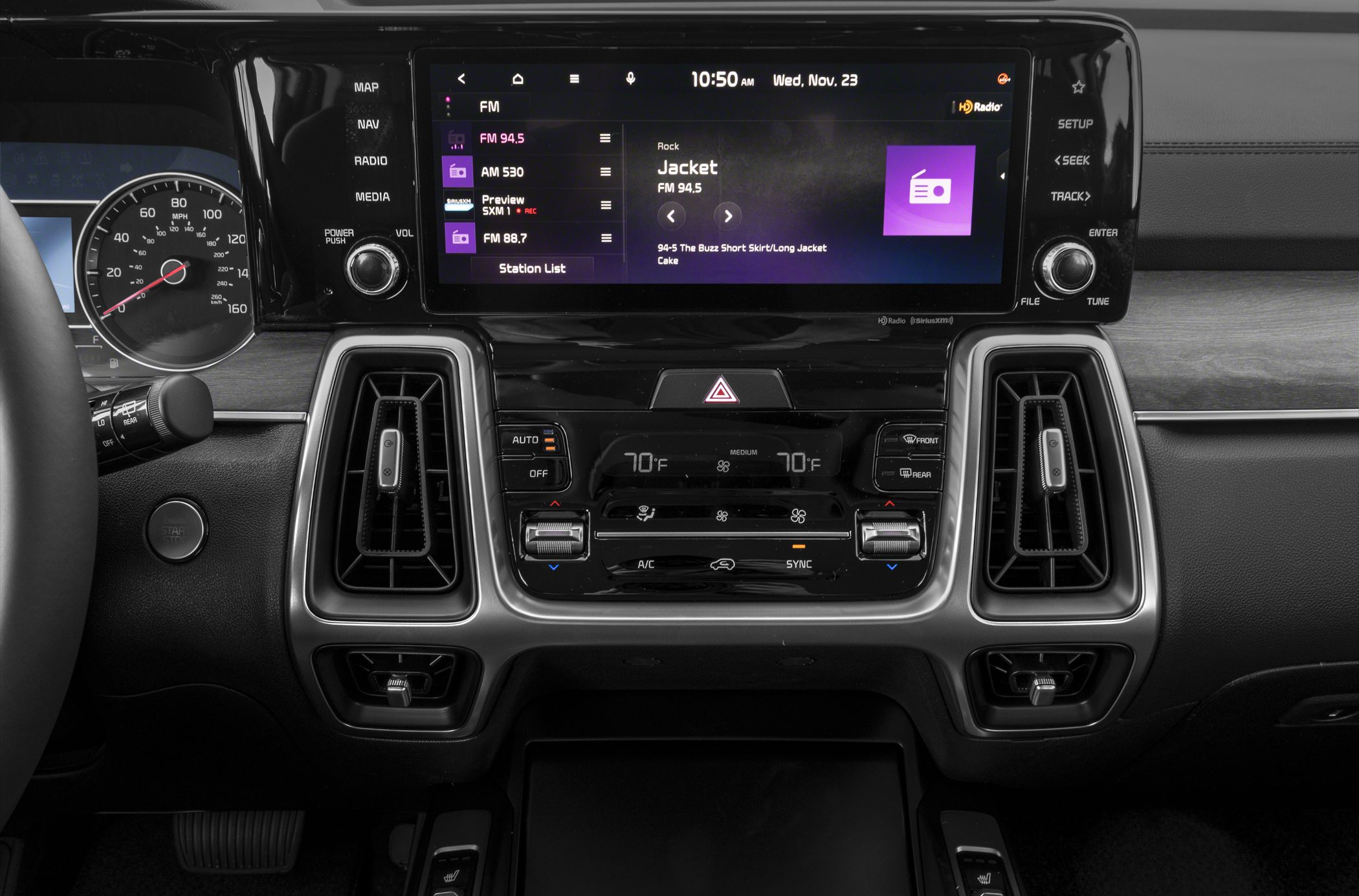 Dashboard with infotainment touchscreen and digital climate control