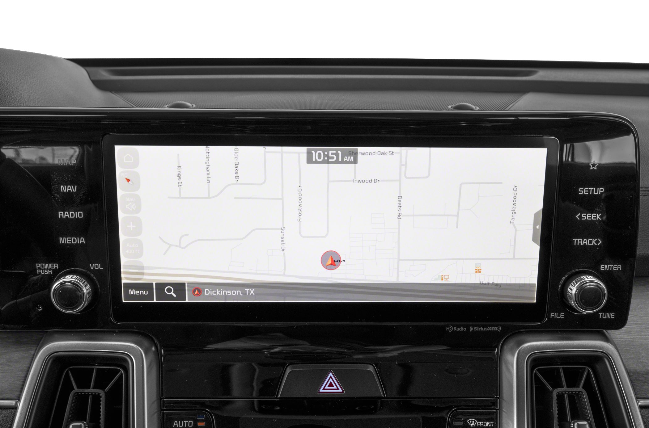 Infotainment navigation system and dashboard controls with GPS map interface