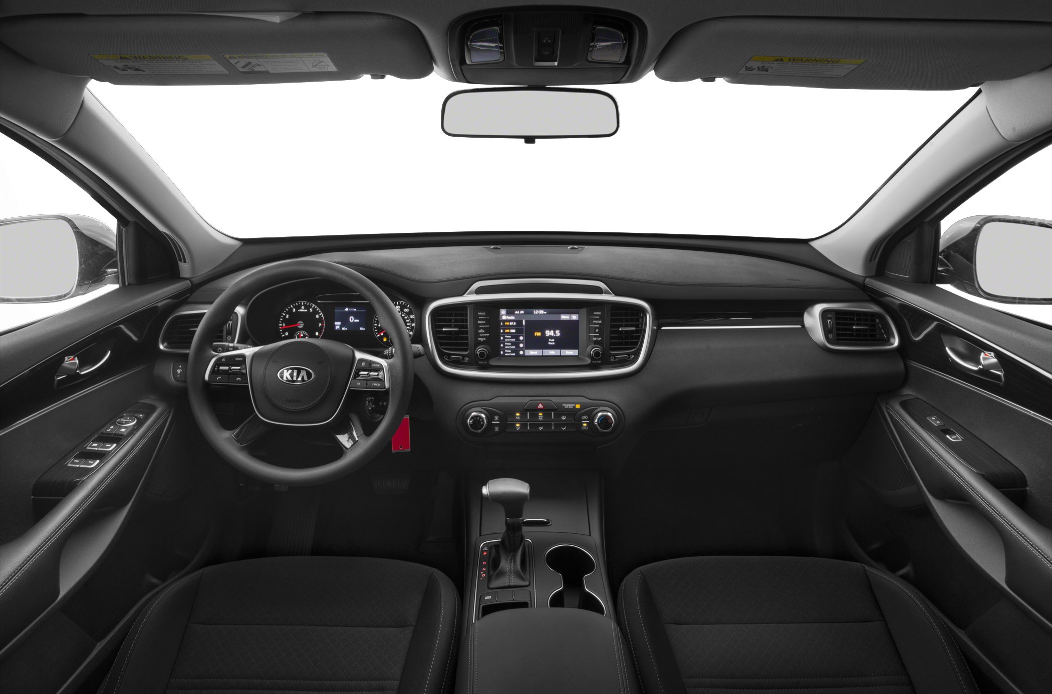 Modern dashboard with infotainment screen and multifunction steering wheel