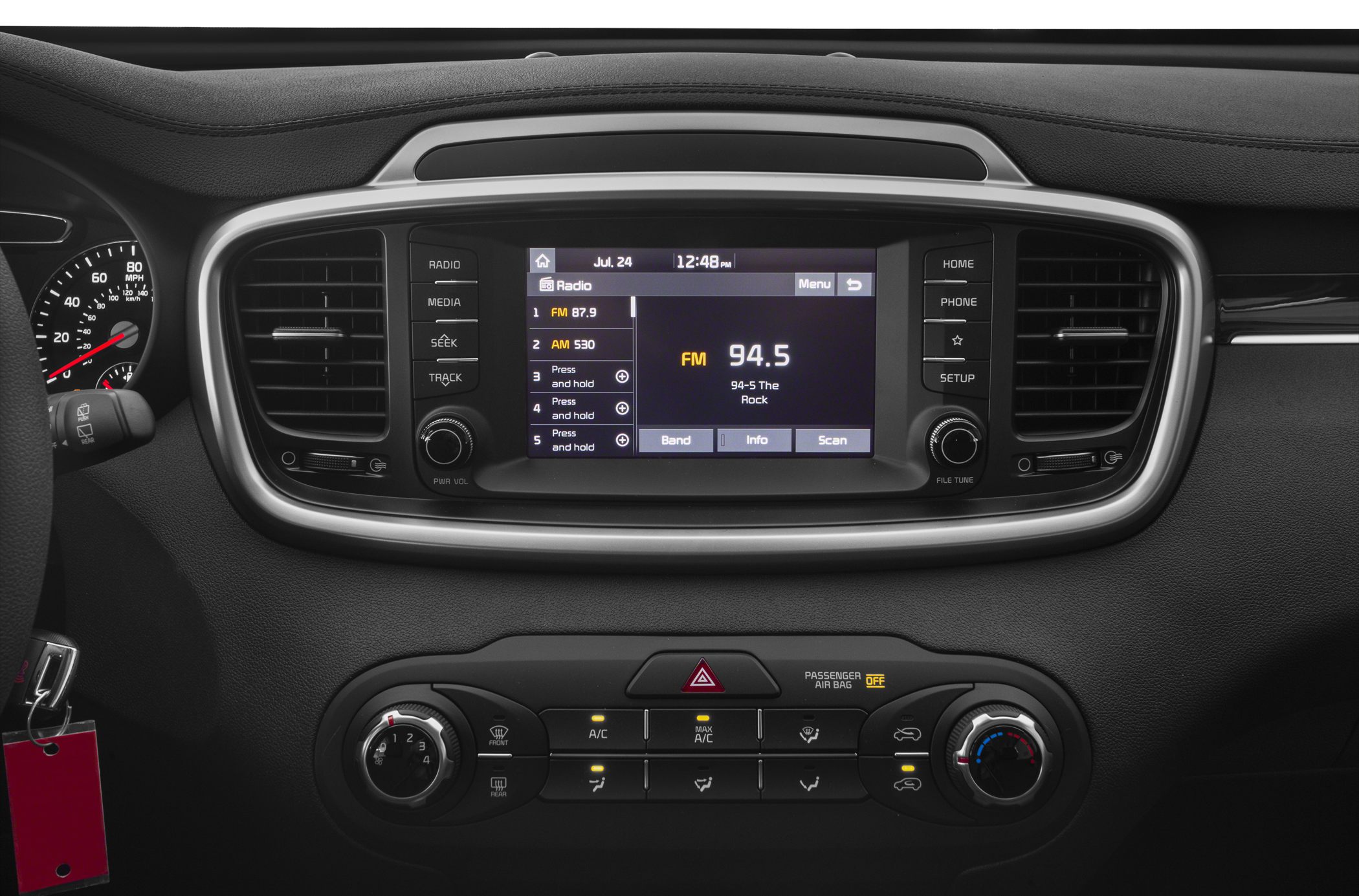 Touchscreen infotainment and climate control panel