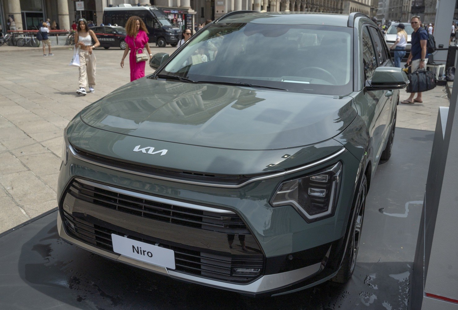 Front view with modern headlights and prominent grille