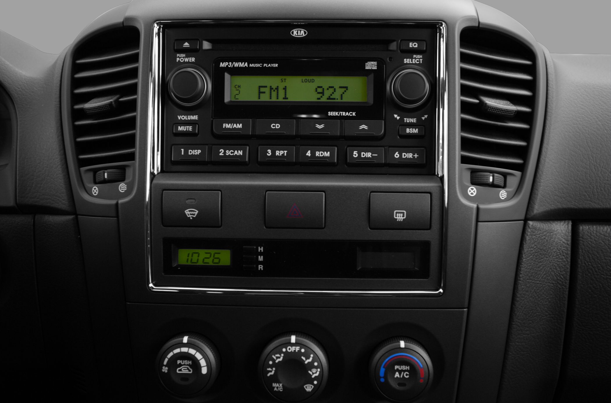 Stereo system and climate control panel close-up