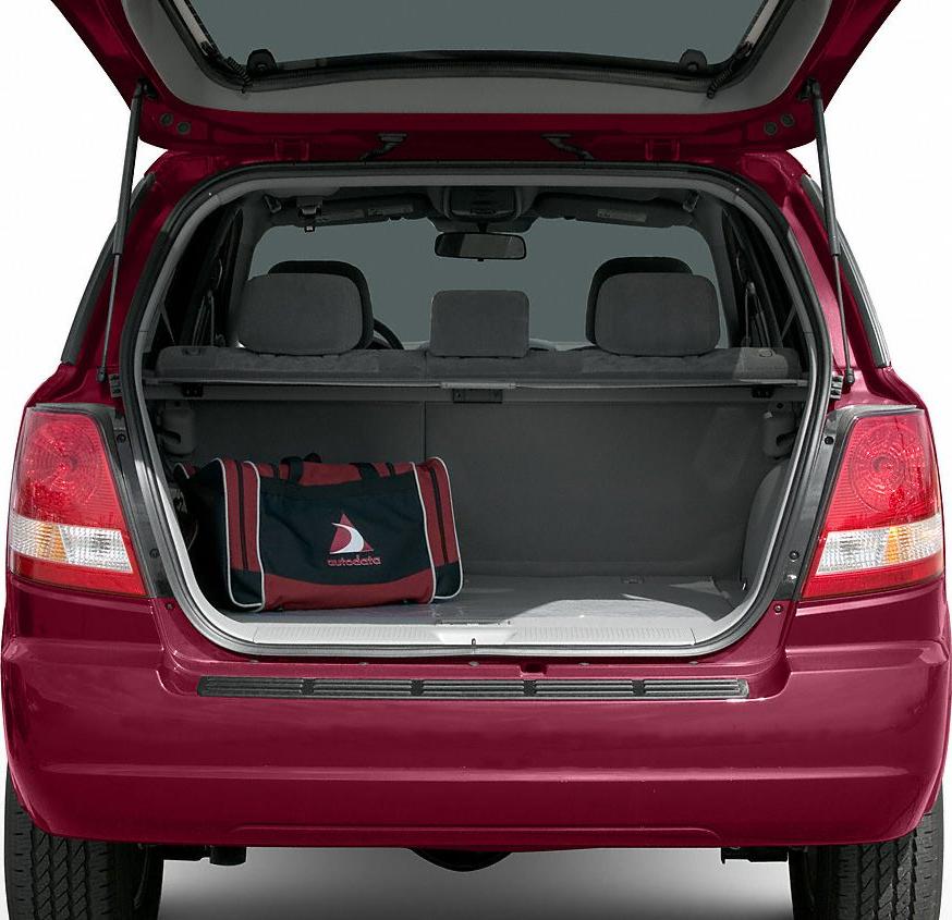 SUV rear cargo space with open tailgate and rear seat headrests