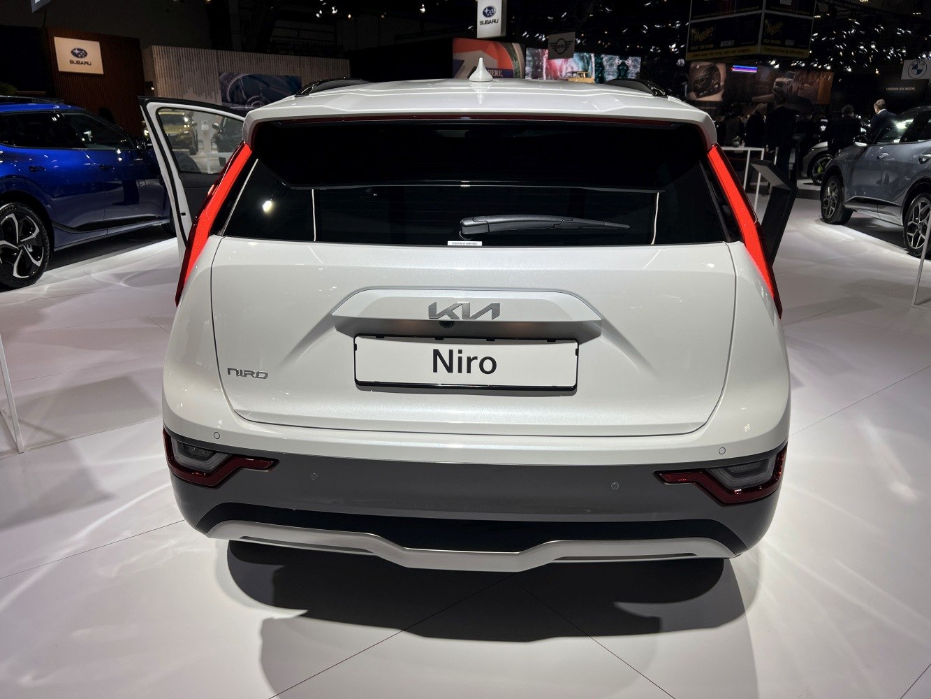 Rear view with distinctive taillights and bold bumper design