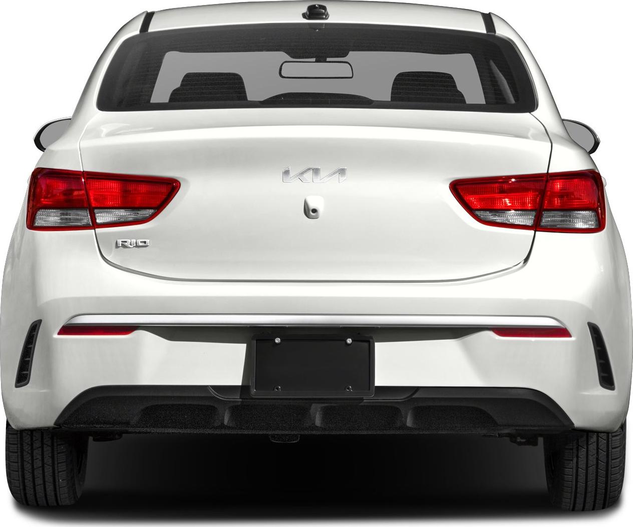 Rear view with taillights and trunk of a compact sedan