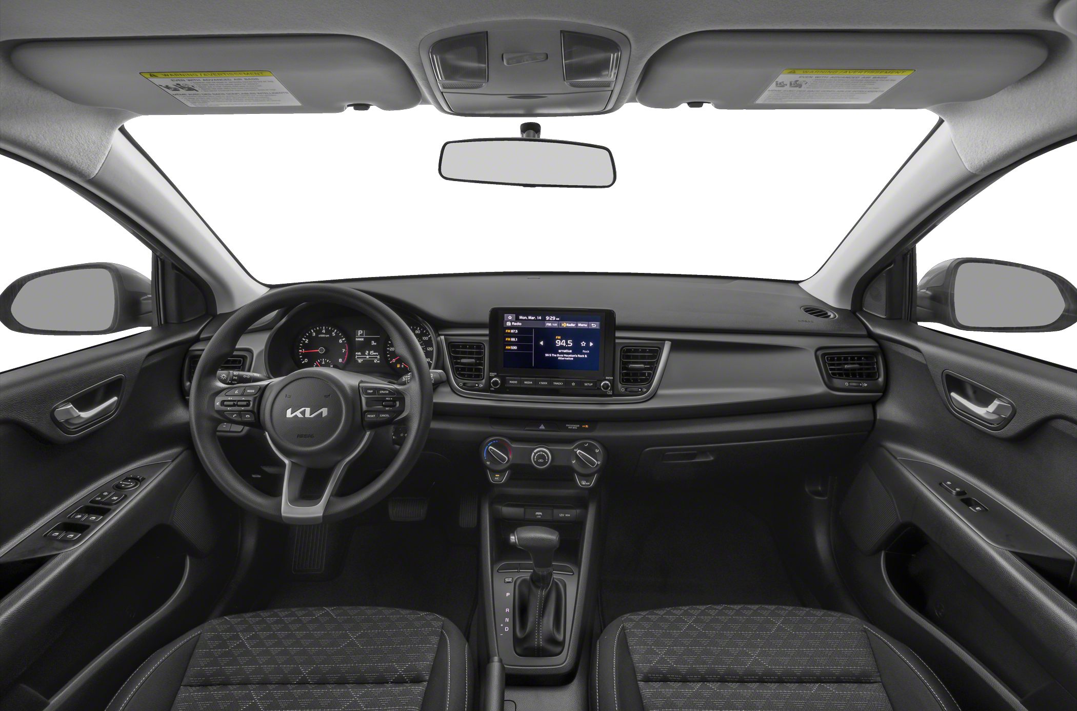 Dashboard with infotainment and multifunction steering wheel