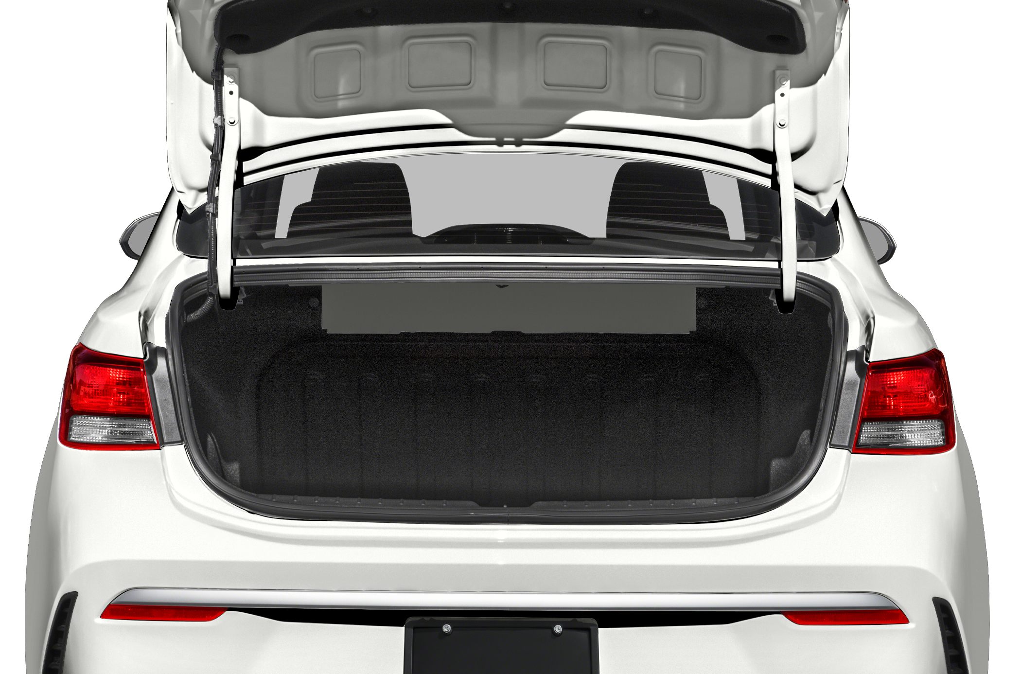 Open rear trunk with spacious cargo area and taillights