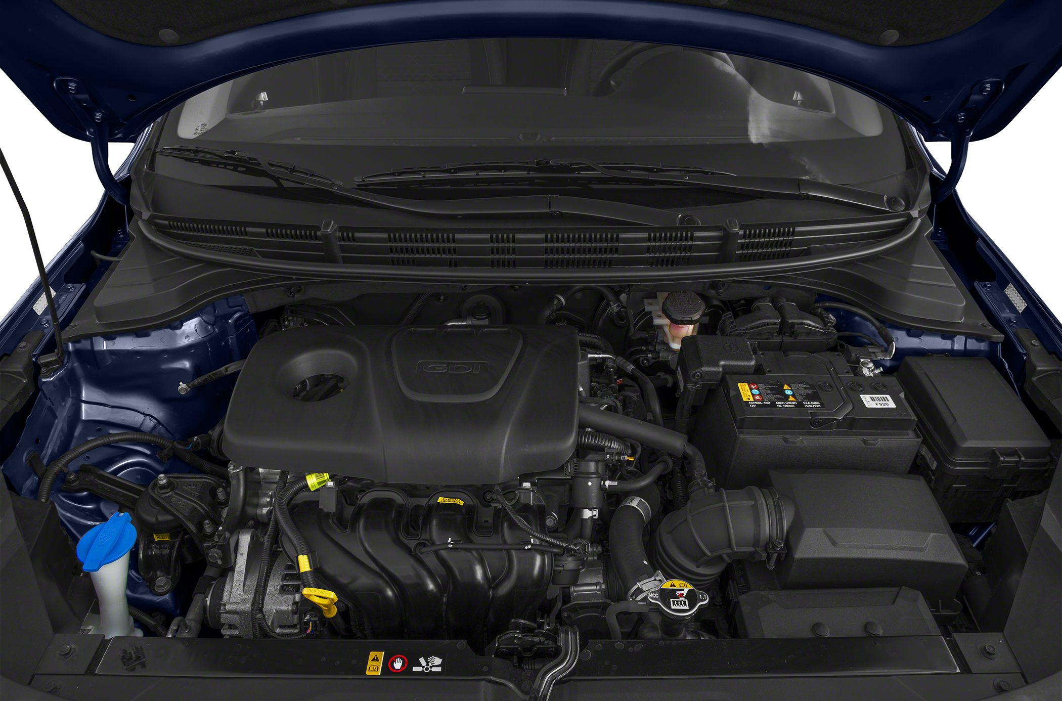 GDI engine compartment with visible battery and fluid reservoirs
