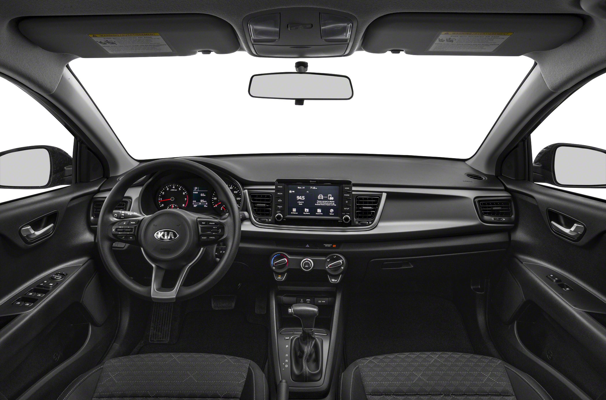 Dashboard, steering wheel, center console with multimedia display and controls