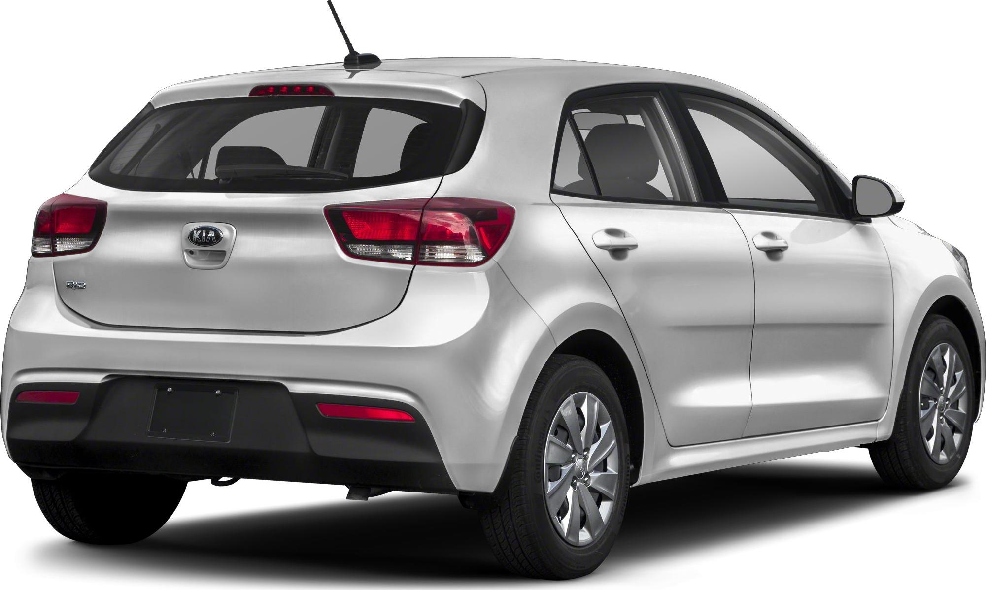Rear and side view of compact hatchback with modern taillights and rear antenna