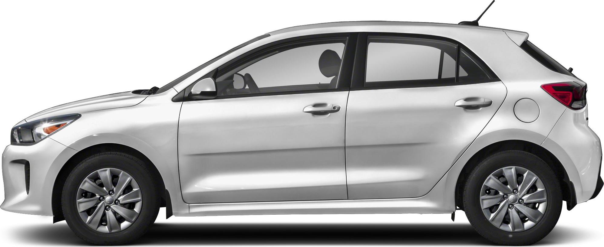 Side profile of a compact hatchback with five doors and alloy wheels