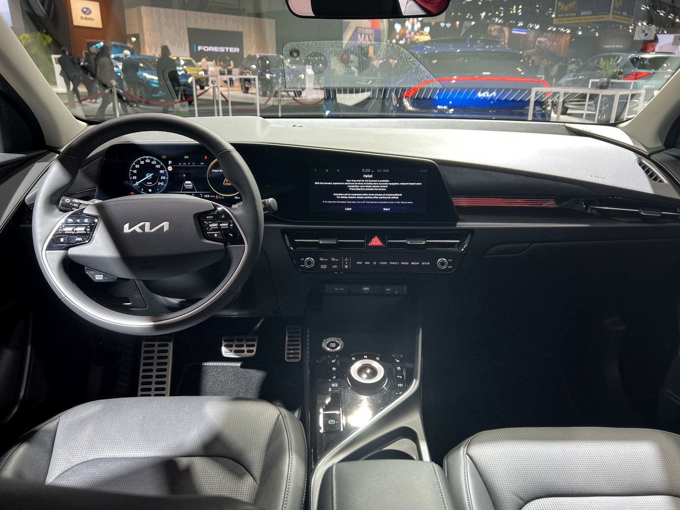Modern digital dashboard and multifunction steering wheel with center console controls