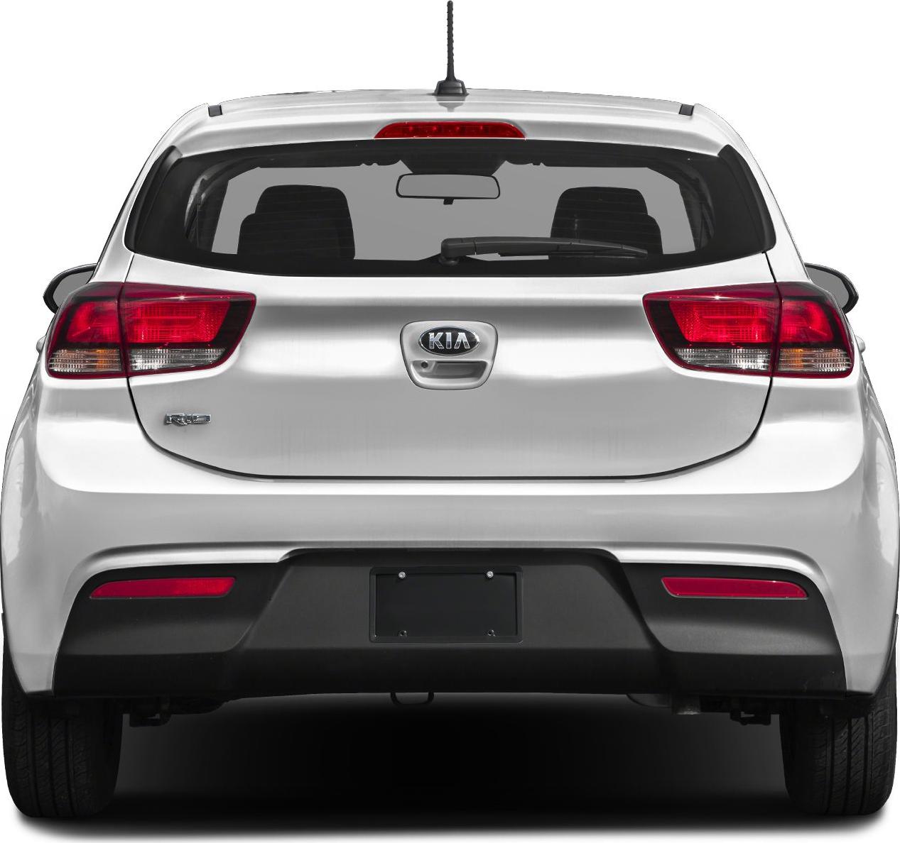 Rear view of hatchback with distinct tail lights and rear window
