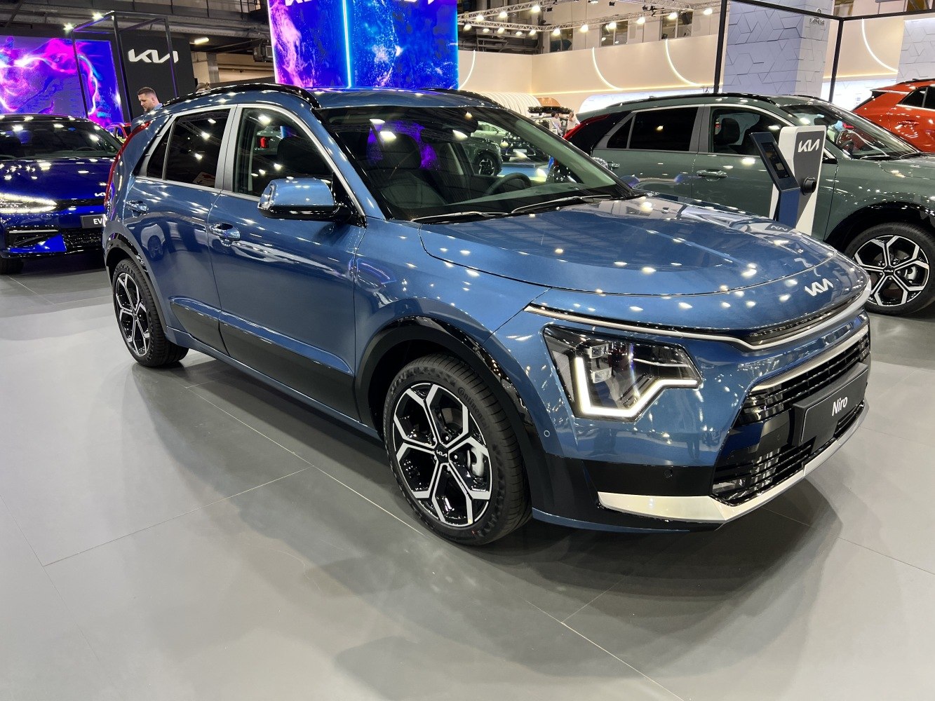 Front view with unique LED headlights and alloy wheels