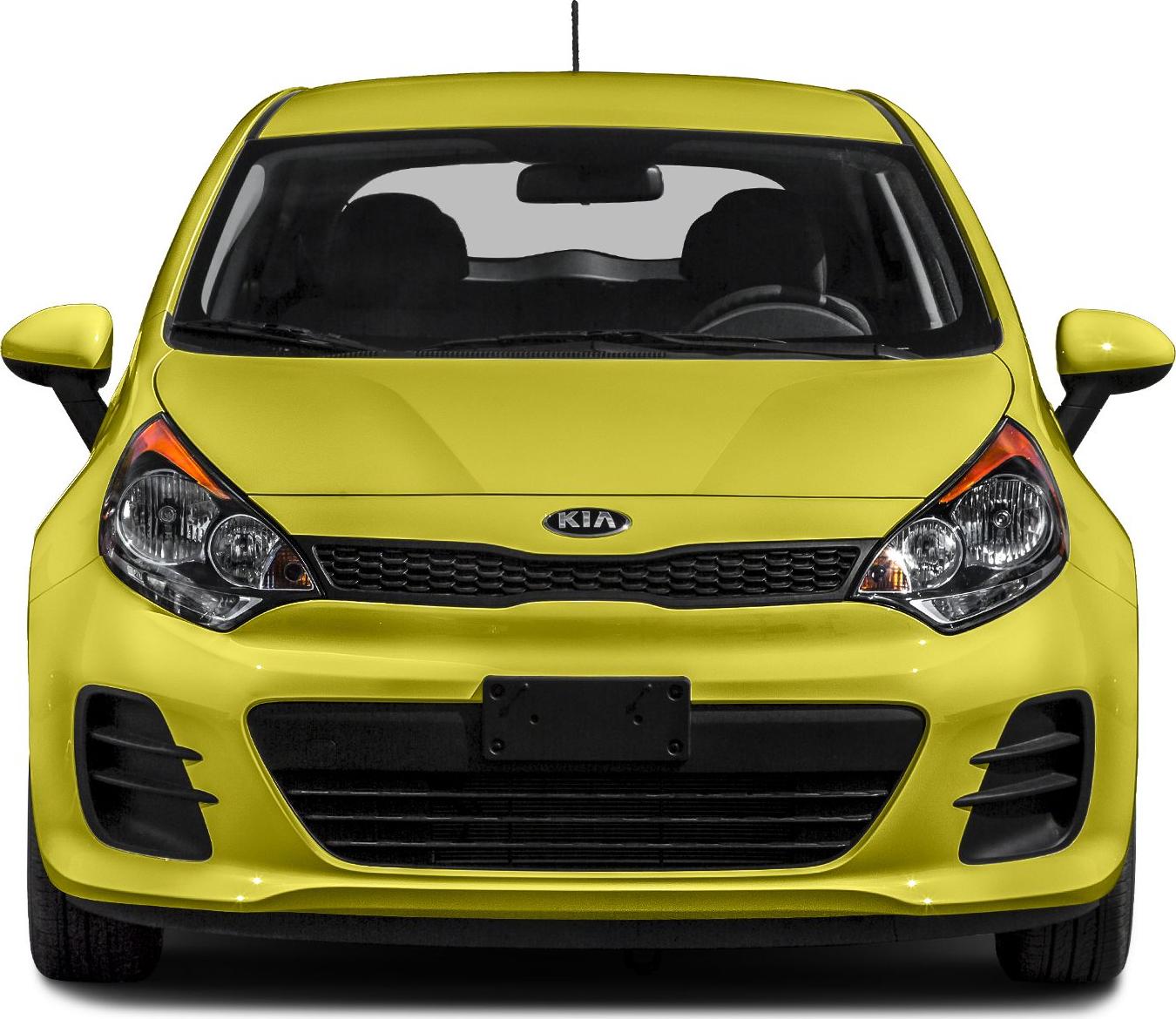 Front view with grille and headlights of modern hatchback