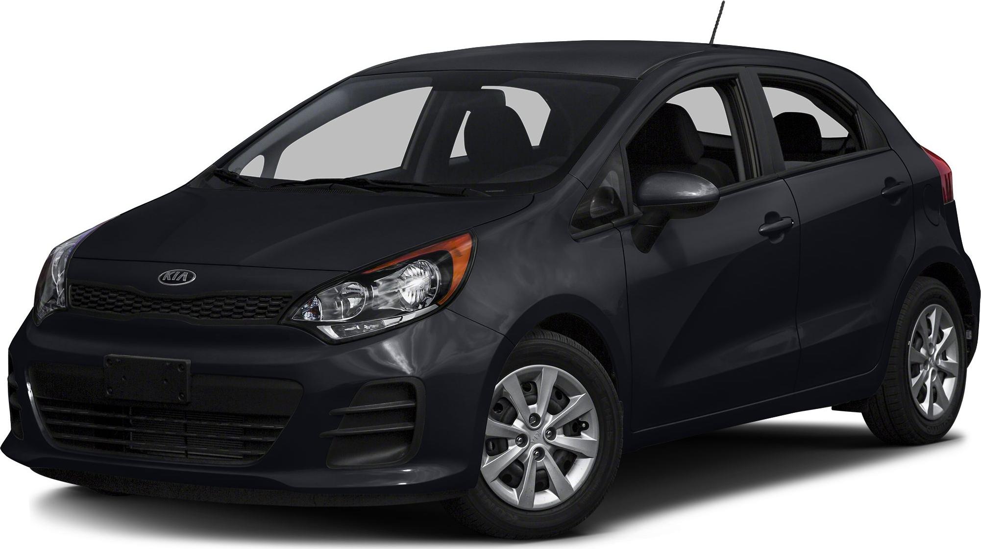 Front-side view of black compact 3-door hatchback with distinct headlights