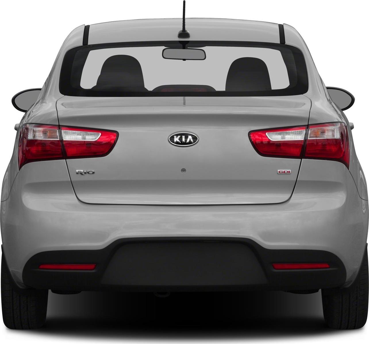 Rear view of compact sedan with tail lights and trunk design