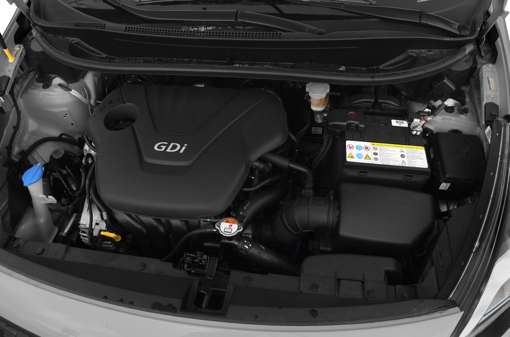 GDi engine and battery layout under the hood