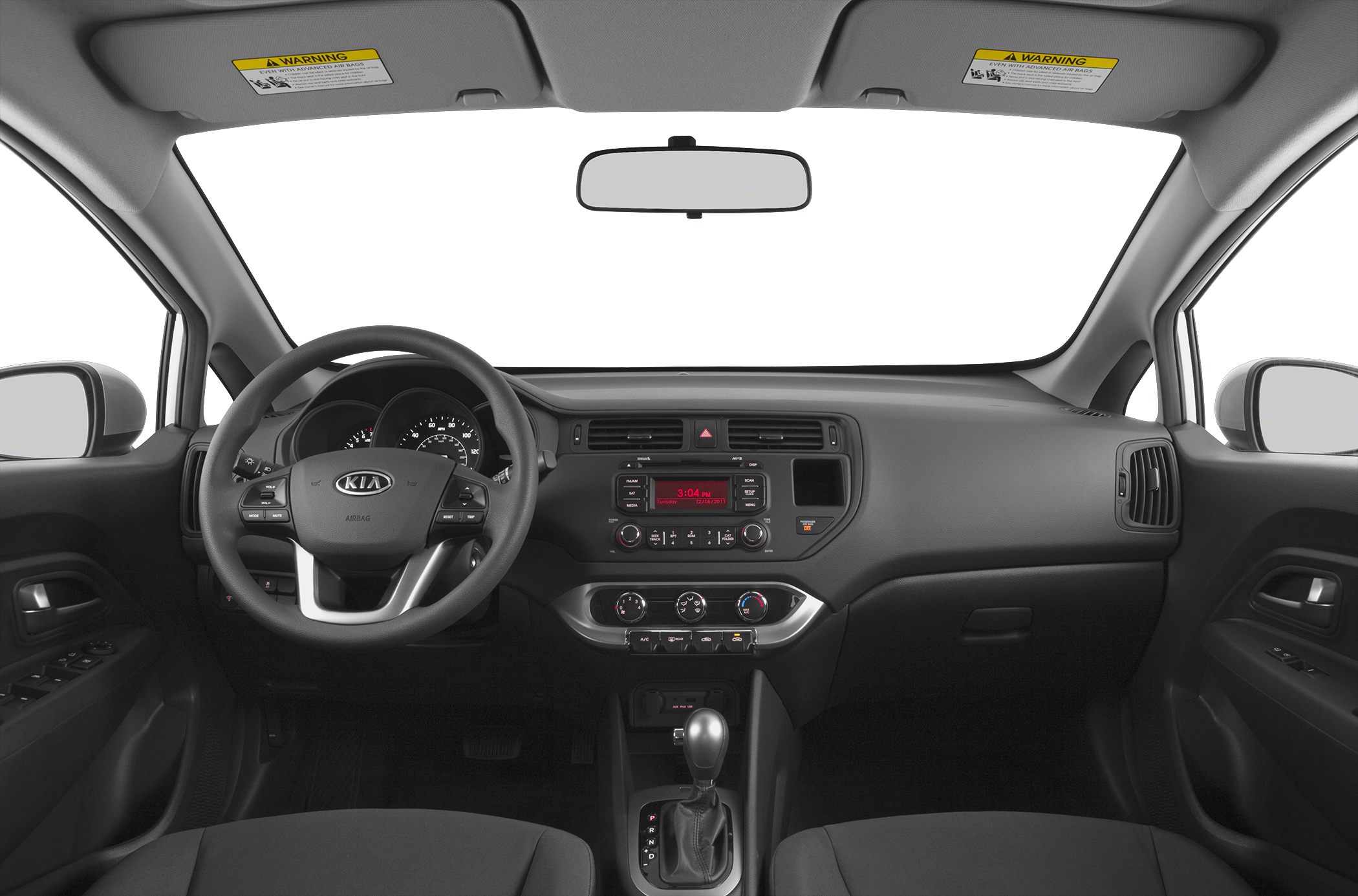 Dashboard with steering wheel, central radio, and climate controls