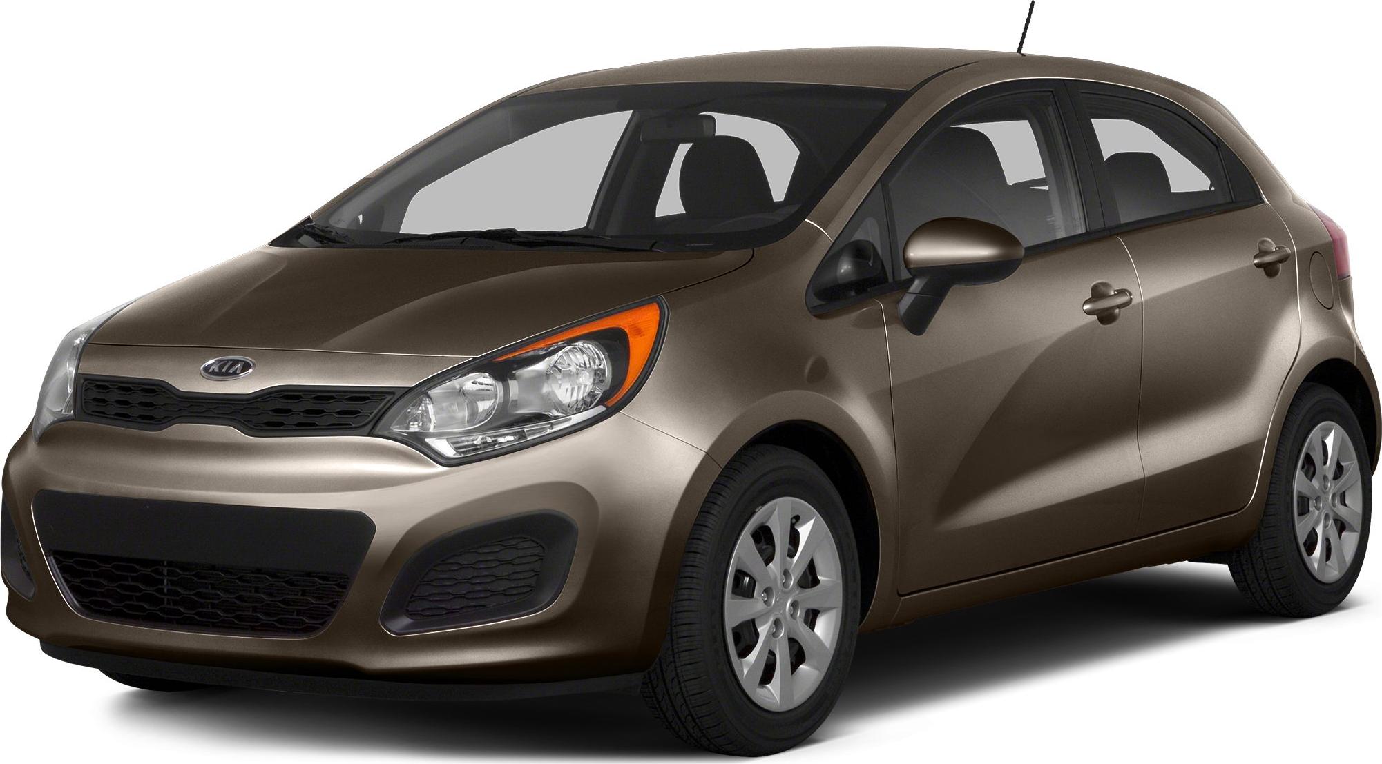 Front side view of a compact brown hatchback with detailed headlights and wheels