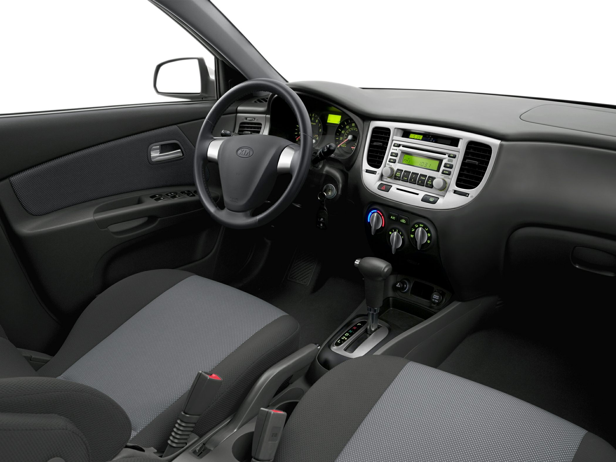 Fabric seats, automatic gear shifter, simple dashboard controls