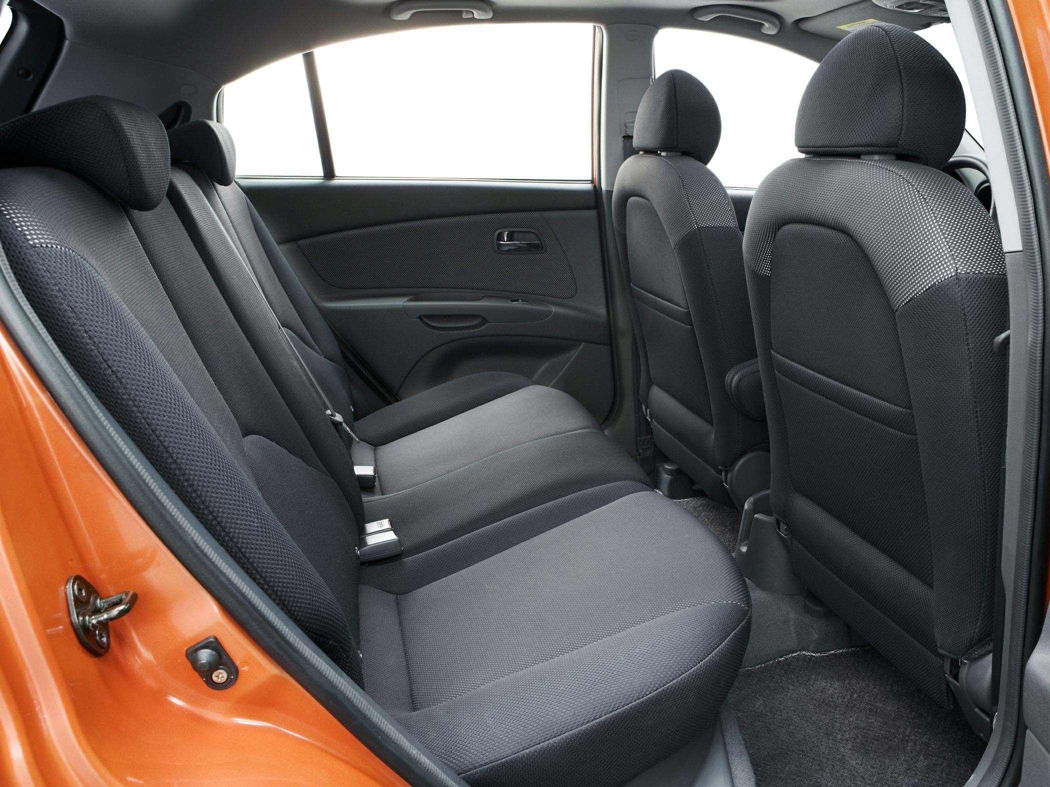 Rear interior seating with fabric upholstery