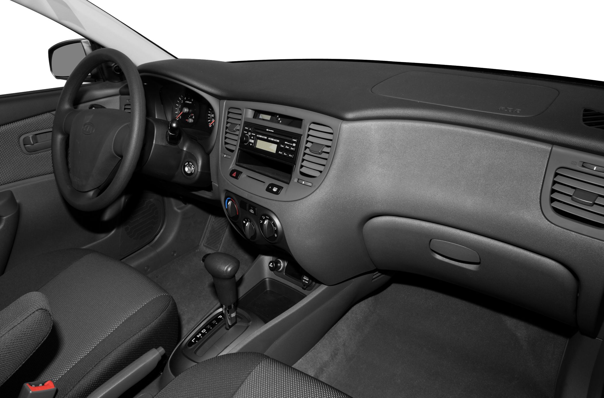 Dashboard and automatic gear shift in compact hatchback interior
