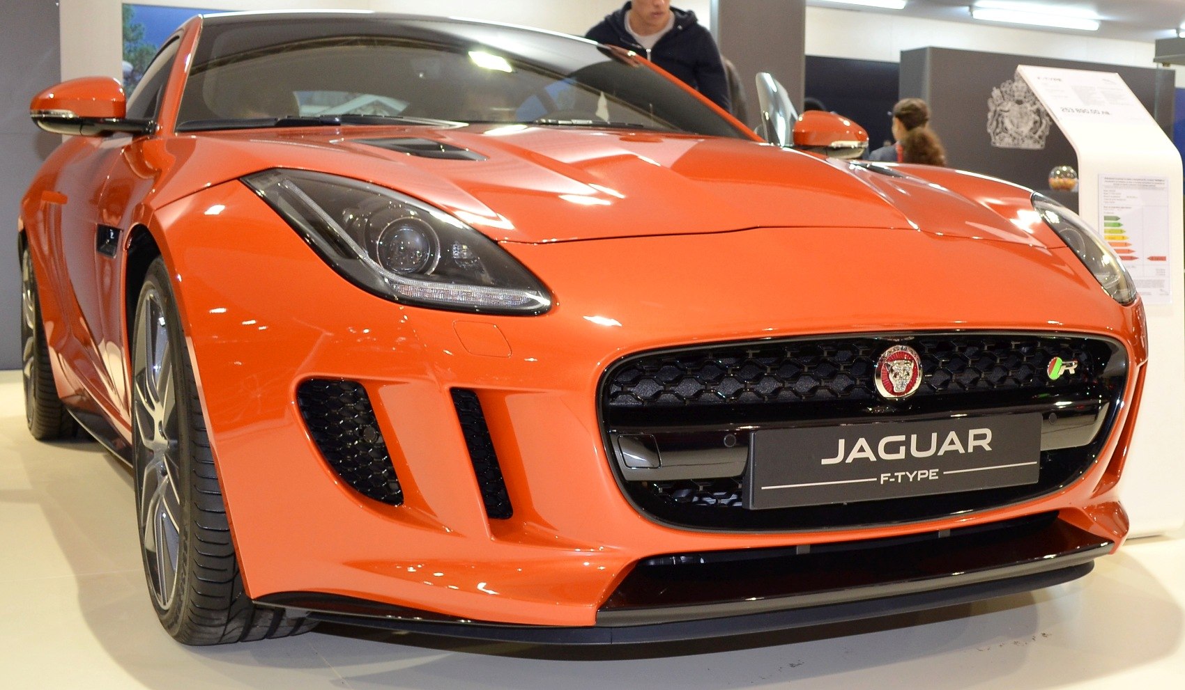 Close-up of sporty grille and headlights with prominent air intakes