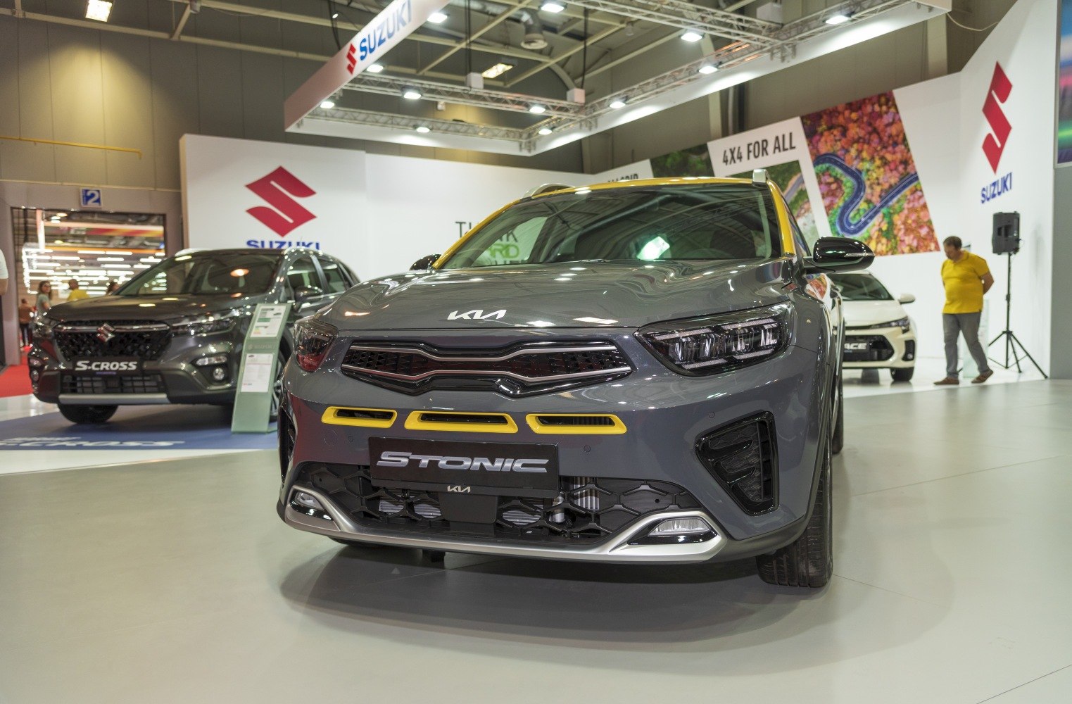 Front grille and LED headlights with yellow bumper accents