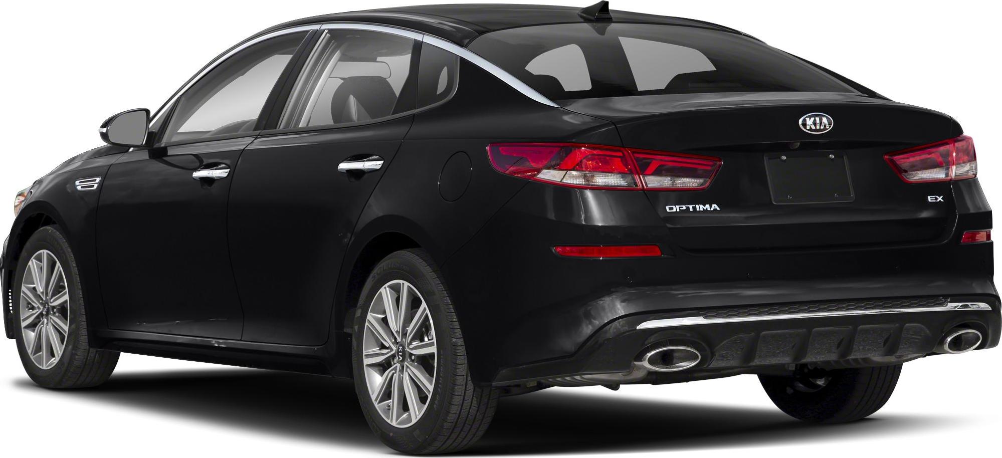 Rear and side profile of a black sedan with dual exhaust and distinctive tail lights.