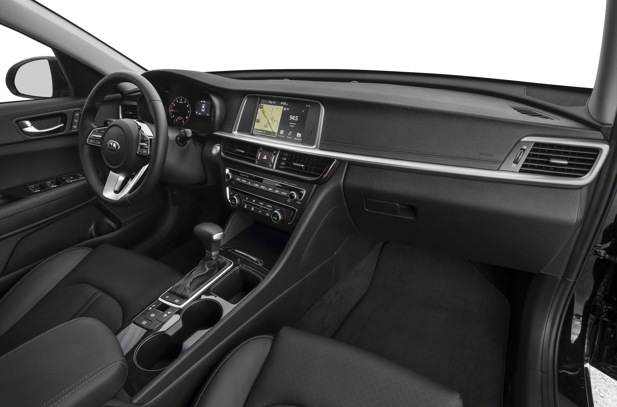 Dashboard, center console with touchscreen and automatic gear shifter