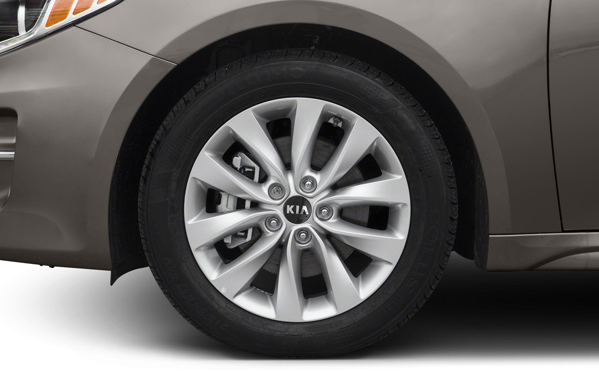 Close-up of alloy wheel and tire with visible brake components