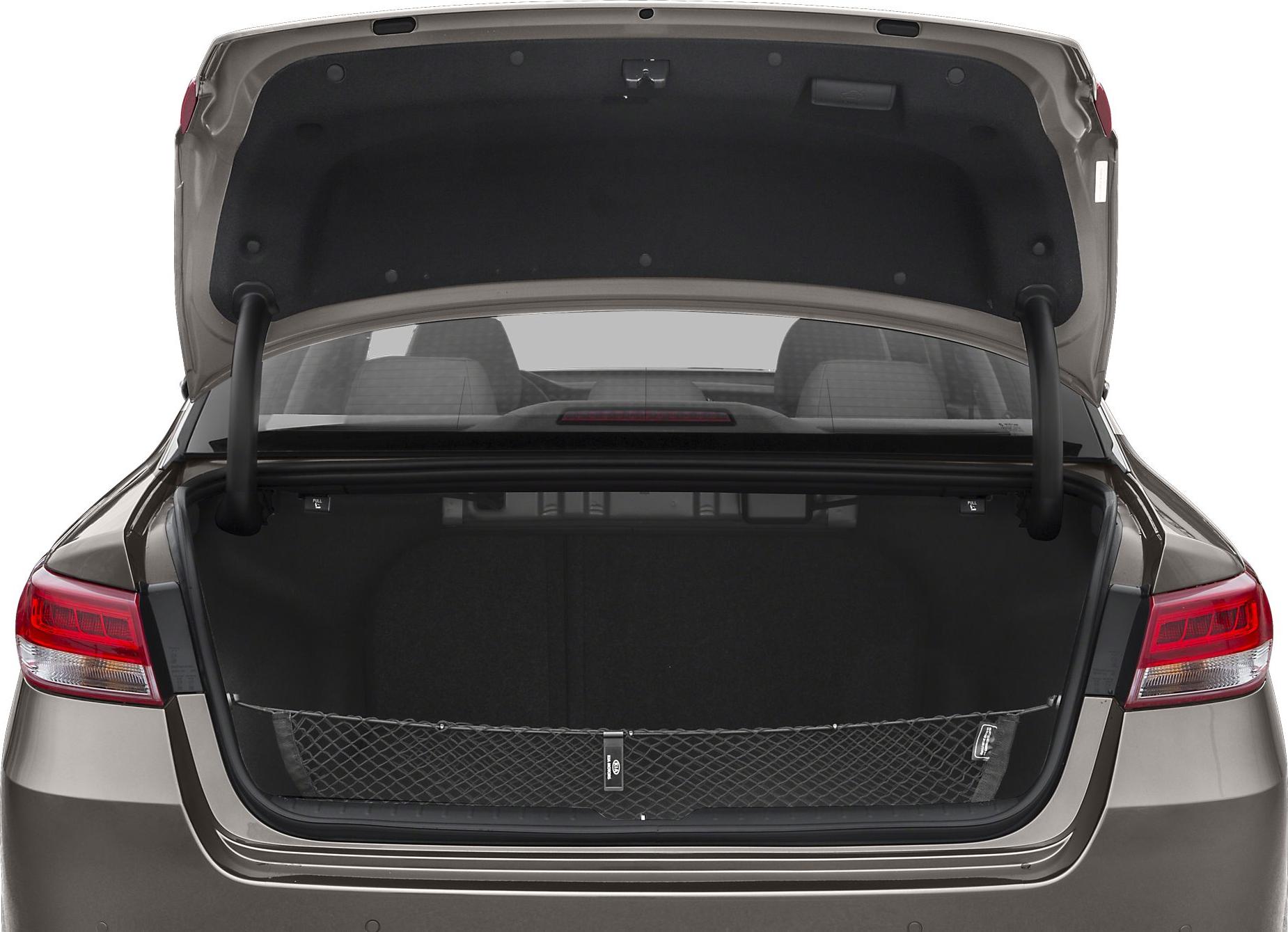 Open rear trunk cargo space with safety net