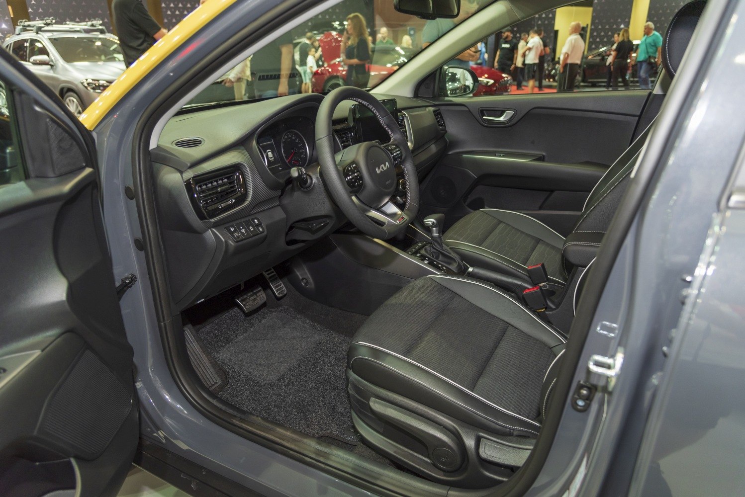 Modern car interior with dashboard and seats