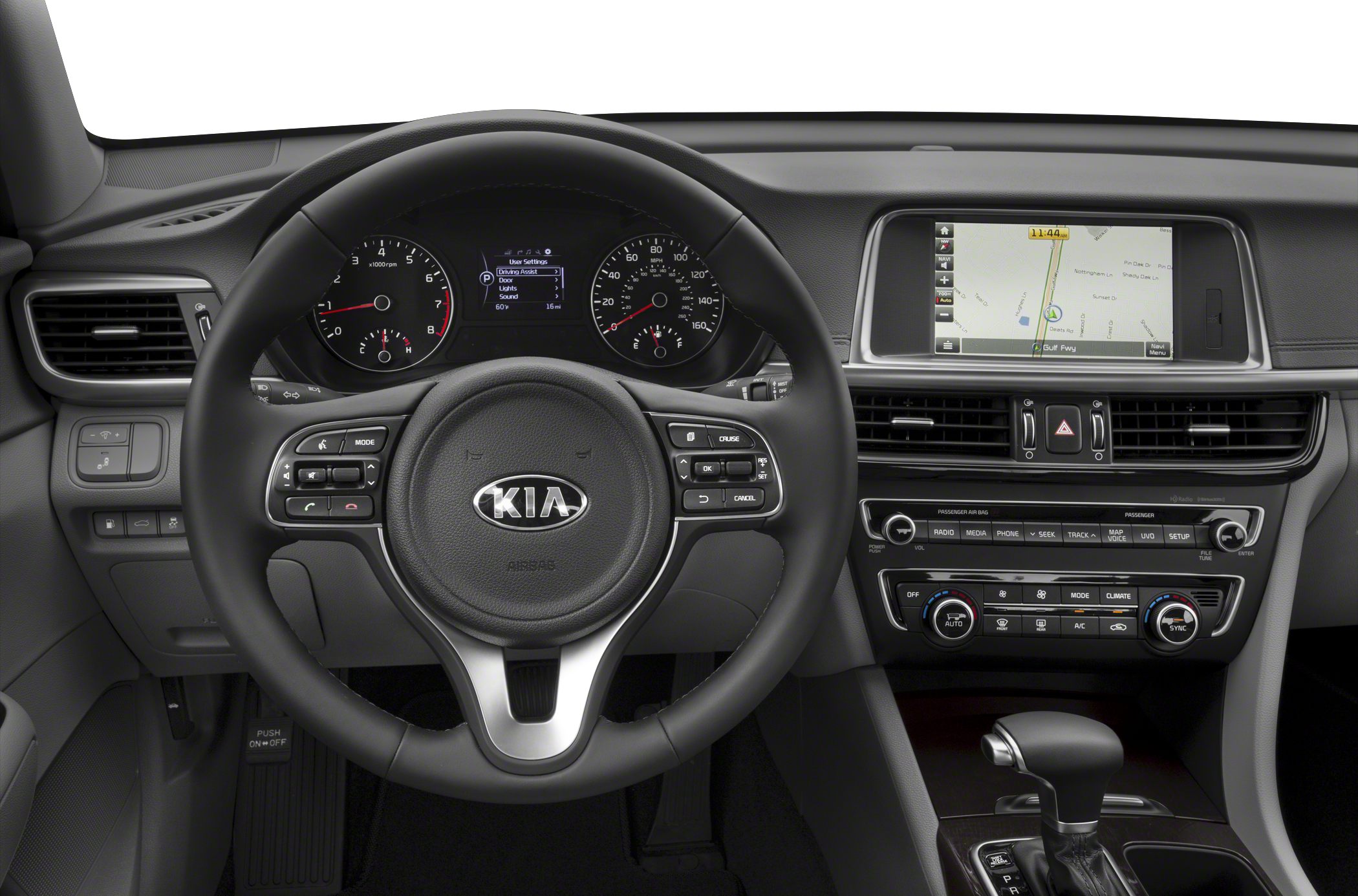 Dashboard with digital navigation and multifunction steering wheel