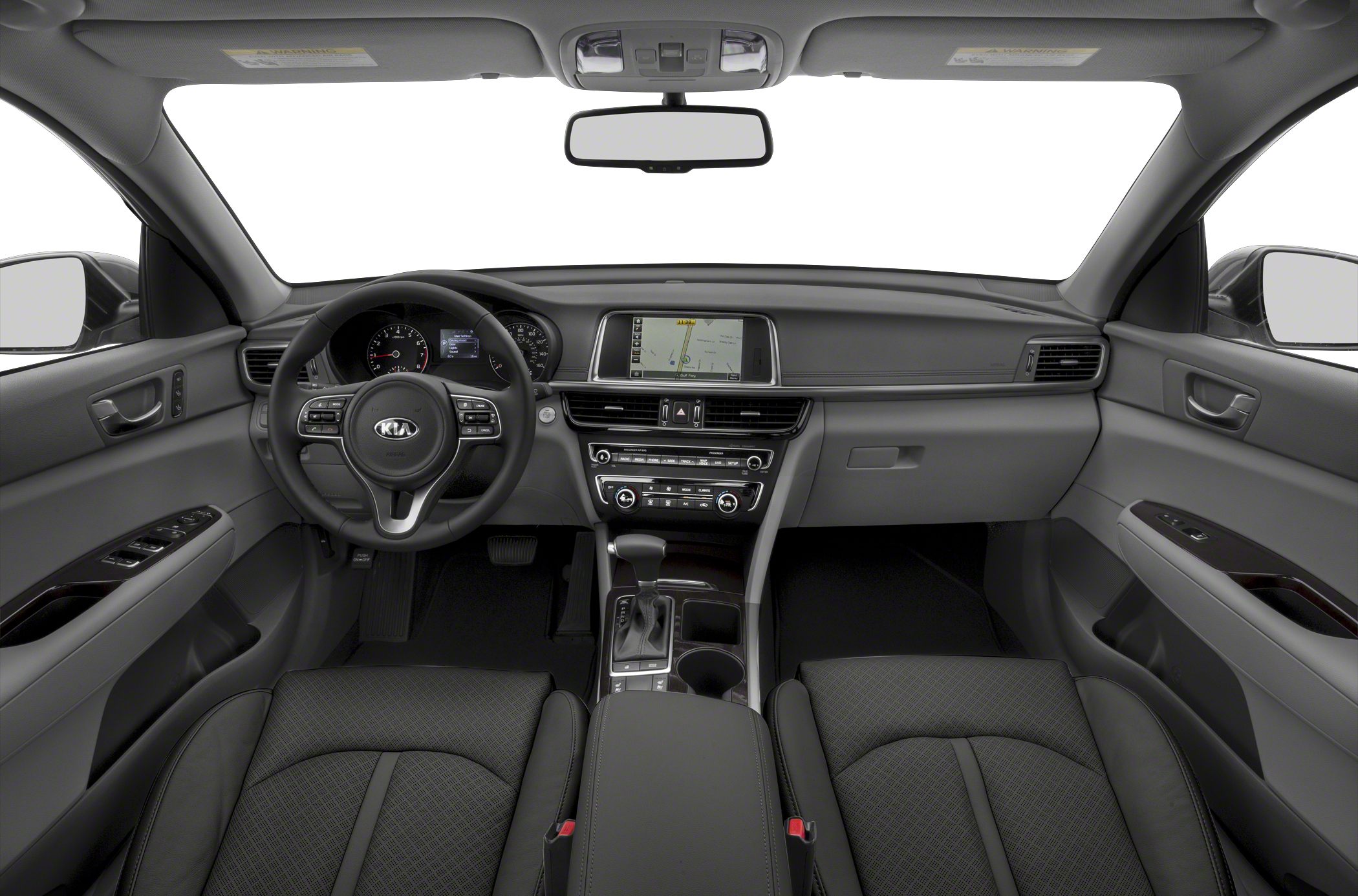 Modern dashboard with touchscreen and multifunction steering wheel