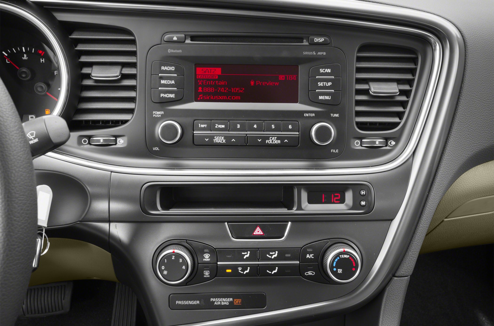 Stereo system and climate control panel in car dashboard