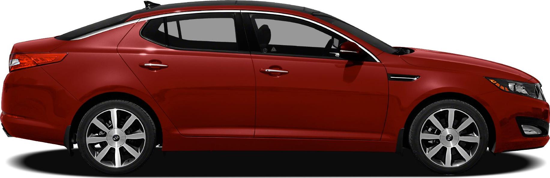 Side profile of mid-size sedan with alloy wheels and sleek roofline