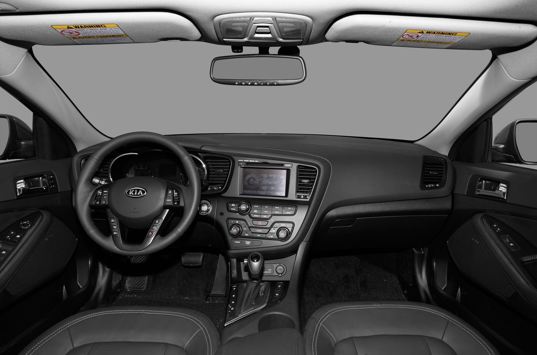 Dashboard and multifunction steering wheel with center console and controls