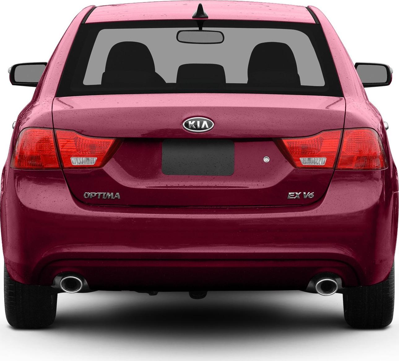 Rear view with dual exhausts and distinctive tail lights