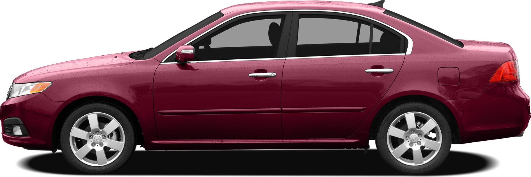 Side profile of a sedan with alloy wheels and streamlined design